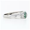 Image 5 : Fancy 18K White Gold 0.68 ctw Emerald Diamond Dome Bombe Flower Cluster Band Rin