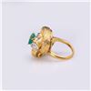 Image 2 : Vintage 18K Yellow Gold Emerald & Diamond Ring