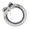 Image 3 : Antique Art Deco Platinum Old Cut Diamond & Sapphire Ribbon Circle Wreath Brooch