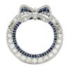 Image 4 : Antique Art Deco Platinum Old Cut Diamond & Sapphire Ribbon Circle Wreath Brooch