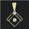 Image 2 : Vintage 14K Gold Inlaid Black Onyx & 0.28 ctw Bezel Round Diamond Enhancer Penda
