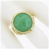 Image 3 : 14k Yellow Gold Large 16mm Round Cabochon Bezel Green Jade Spiral Open Work Ring