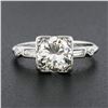 Image 2 : Vintage Platinum 1.50 ctw Round Solitaire w/ Baguette Diamond Engagement Ring