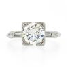 Image 4 : Vintage Platinum 1.50 ctw Round Solitaire w/ Baguette Diamond Engagement Ring