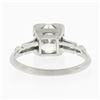 Image 7 : Vintage Platinum 1.50 ctw Round Solitaire w/ Baguette Diamond Engagement Ring
