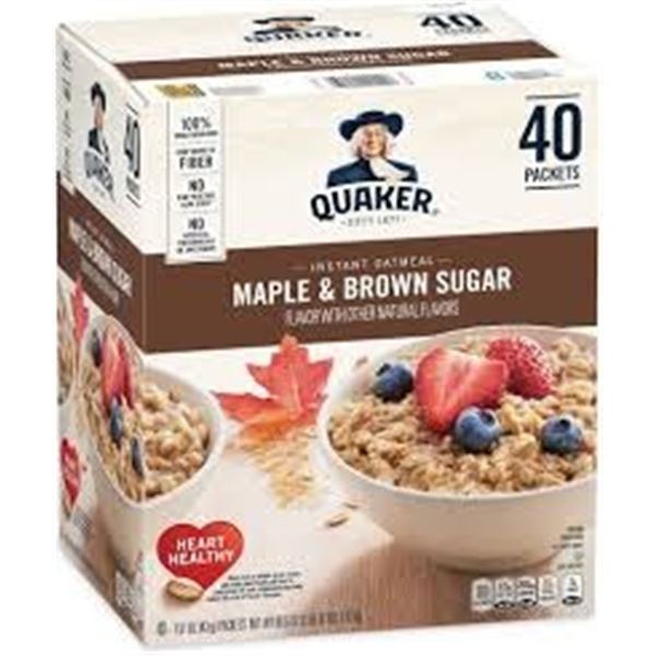 NEW 40 X 43G QUAKER INSTANT OATMEAL MAPLE BROWN SU