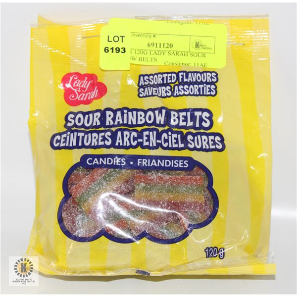 NEW 2 X 120G LADY SARAH SOUR RAINBOW BELTS