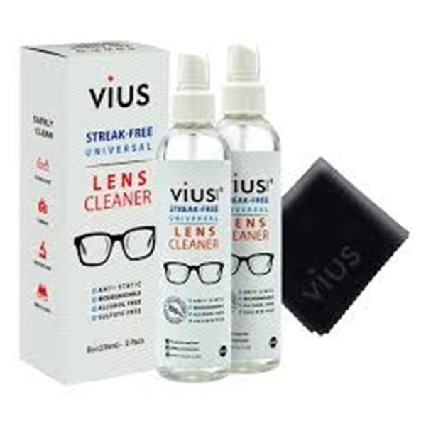 NEW 2 PACK 235ML VIUS STREAK-FREE LENS CLEANER