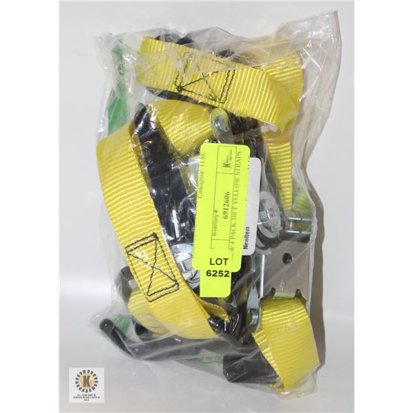 NEW 4 PACK 10FT YELLOW STRAPS