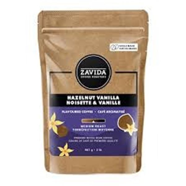 NEW 907G ZAVIDA COFFEE ROASTERS HAZELNUT VANILLA