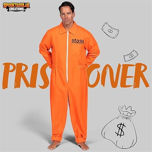 NEW SPOOKTACULAR ADULT UNISEX PRISONER JUMPSUIT