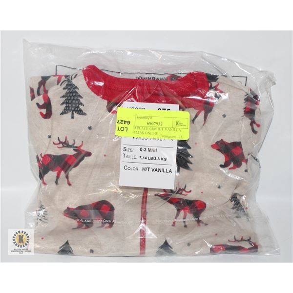 NEW PJ PLACE 03M H/T VANILLA CHRISTMAS ONESIE