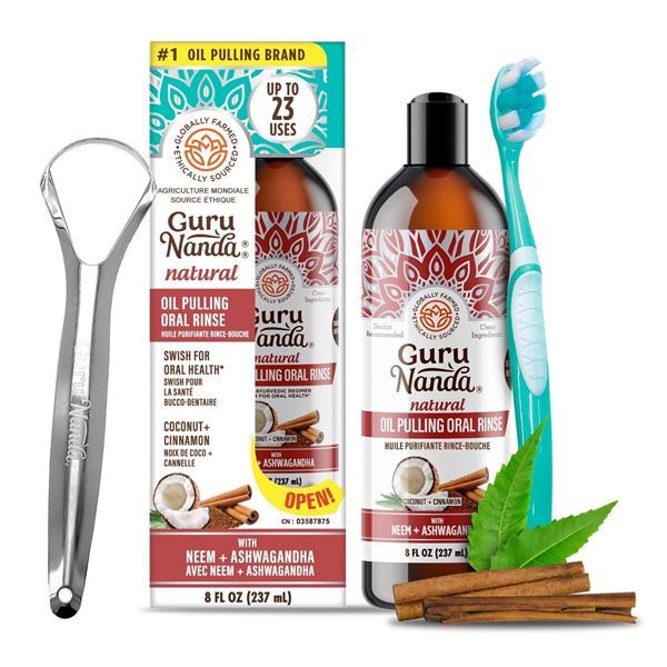 NEW 237ML GURUNANDA COCONUT + CINNAMON PULLING OIL