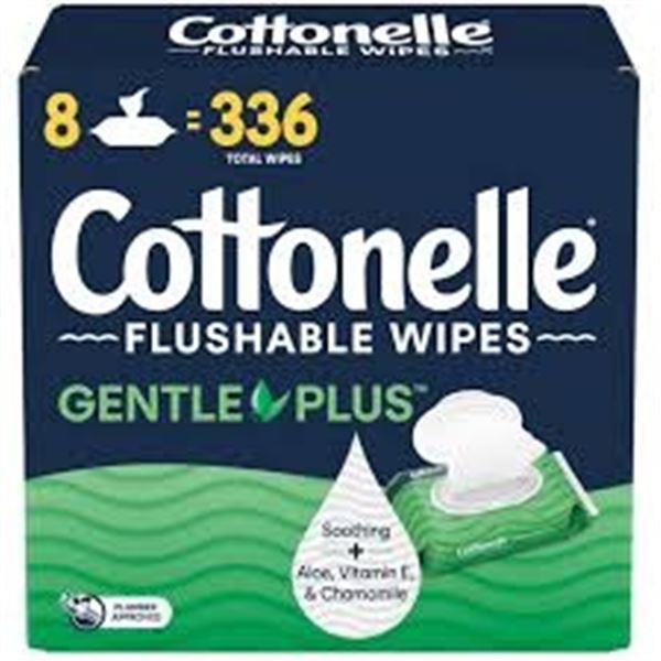 NEW WITH BOX 8 X 336 WIPES COTTONELLE GENTLE PLUS