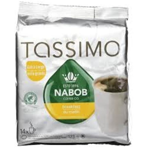 NEW 5 X 123G TASSIMO NABOB BREAKFAST BLEND COFFEE