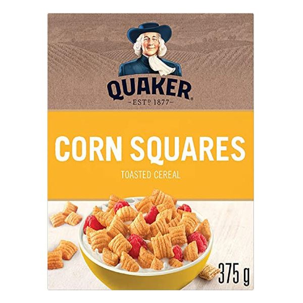 NEW 375G QUAKER CORN SQUARES TOASTED CEREAL