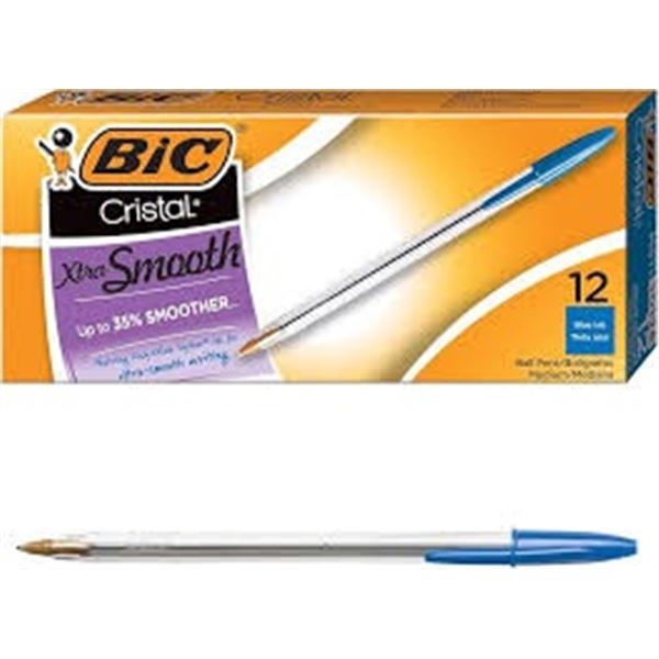 NEW 12 PIECE BIC CRISTAL BALL PENS