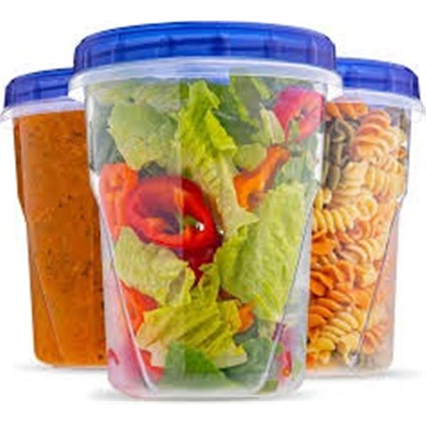 NEW 3 X 32 OZ PLASTIC HOUSE CONTAINERS