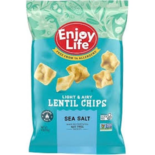 NEW 2 X 113G ENJOY LIFE LENTIL CHIPS SEA SALT