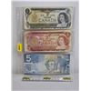 Image 1 : Canada Bills (3):  - 1973 $1 : Lawson/Bouey #BCV3622044 - 1974 $2 : Lawson/Bouey #AGF6122446 - 2006 