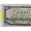 Image 3 : Canada $20 Bill 1954DF "Devil's Face" : Beattie/Coyne #DE7613815 (See Pics for Varieties, Conditions