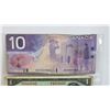 Image 2 : Canada Bills (3):  - 2001 $10 : Jenkins/Dodge #BEN3069862 - 1954 $1 : Beattie/Rasminsky #DF8444643 -