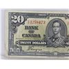 Image 2 : Bank of Canada $20 Bill 1937 : Coyne/Towers #KE3258473 (See Pics for Varieties, Conditions, Serial N