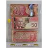 Image 1 : Canada $50 Bills (3): - 1975 Lawson/Bouey #HB1807627 - 2004 Jenkins/Dodge #AHK4864258 - 2012 Wilkins