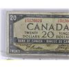 Image 3 : Canada $20 Bill 1954DF "Devil's Face" : Beattie/Coyne #CE5176024 (See Pics for Varieties, Conditions