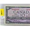 Image 2 : Canada $10 Bill 1954 *Replacement : Beattie/Rasminsky # *BD0498885 (See Pics for Varieties, Conditio
