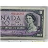 Image 3 : Canada $10 Bill 1954 *Replacement : Beattie/Rasminsky # *BD0498885 (See Pics for Varieties, Conditio
