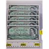 Image 1 : Canada $1 Bills 1967 (5 Consecutive) :  - Beattie/Rasminsky #GP0384036-037-038-039-040 (See Pics for