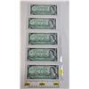 Image 2 : Canada $1 Bills 1967 (5 Consecutive) :  - Beattie/Rasminsky #GP0384036-037-038-039-040 (See Pics for