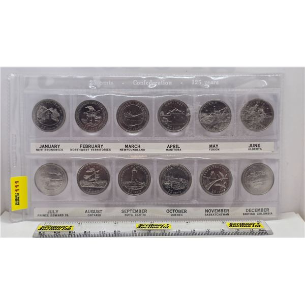 Canada Twenty Five Cent ~ 1867-1992 Confederation Set (12) (SEE PICS!)  (Listing & Descriptions are 