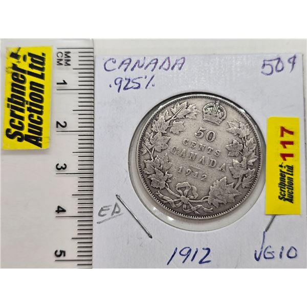 Canada Fifty Cent 1912 (SEE PICS!)  (Listing & Descriptions are a GUIDE ONLY and are subject to chan