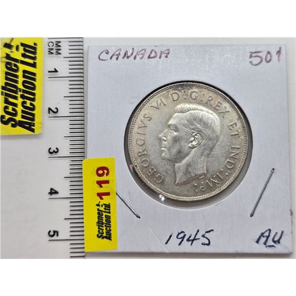 Canada Fifty Cent 1945 (SEE PICS!)  (Listing & Descriptions are a GUIDE ONLY and are subject to chan