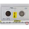 Image 1 : Canada Coins (2): - One Cent 1924 - Ten Cent 1919 (SEE PICS!)  (Listing & Descriptions are a GUIDE O