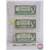 Image 1 : Canada $1 Bills 1954 (3):  - Bouey/Rasminsky #JF0141169 - Lawson/Bouey #YF9640204 - Beattie/Rasminsk