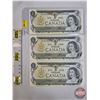 Image 1 : Canada $1 Bills 1973 (3 Consecutive): Crow/Bouey #BAA3520604-605-606 (See Pics for Varieties, Condit