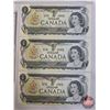 Image 2 : Canada $1 Bills 1973 (3 Consecutive + 1 Near): Crow/Bouey #BAA3522110-111-112 + BAA3522104  (See Pic