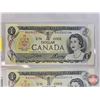 Image 3 : Canada $1 Bills 1973 (3 Consecutive + 1 Near): Crow/Bouey #BAA3522110-111-112 + BAA3522104  (See Pic