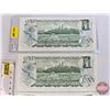 Image 5 : Canada $1 Bills 1973 (3 Consecutive + 1 Near): Crow/Bouey #BAA3522110-111-112 + BAA3522104  (See Pic