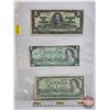 Image 1 : Canada $1 Bills (3): - 1937 : Gordon/Towers #NL6126275 - 1967 : Beattie/Rasminsky 1867 1967 - 1954 :