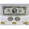 Image 1 : USA Coins / Bills : - 1976 $2 Bill : #G59681070A - 1974 One Dollar Coins (2) (SEE PICS!)  (Listing &
