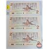 Image 2 : Canada $2 Bills 1986 (3 Consecutive + 2 Consecutive) : - Bonin/Thiessen #EGR2149646-647-648 - Bonin/