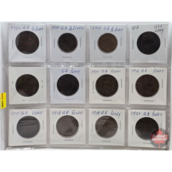 Great Britain Half Pennies & One Penny (12): - Half Penny : 1936; 1940; 1965 - Penny : 1897; 1903; 1