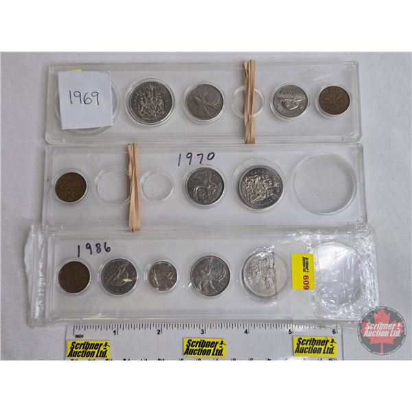 Canada Coins (13): - 1969 : One Cent; Five Cent; Ten Cent; Twenty Five Cent; Fifty Cent - 1970 : One