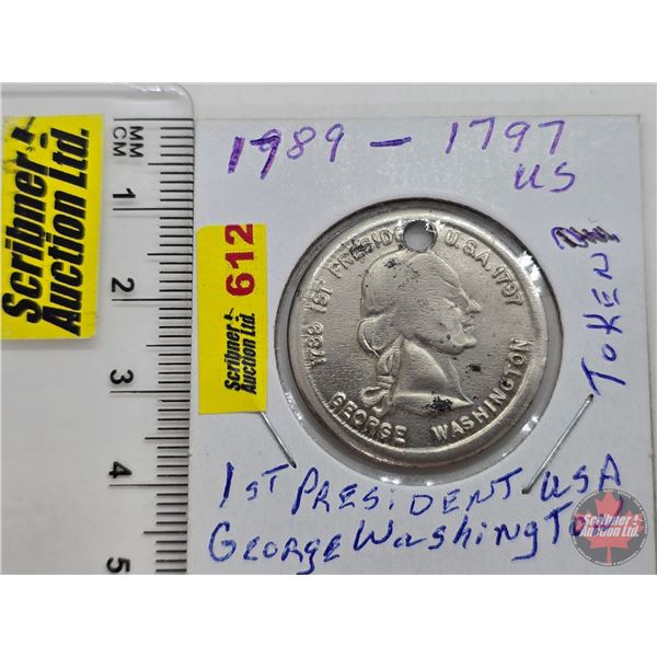 George Washington 1789 - 1797 Token (Holed) (SEE PICS!)  (Listing & Descriptions are a GUIDE ONLY an