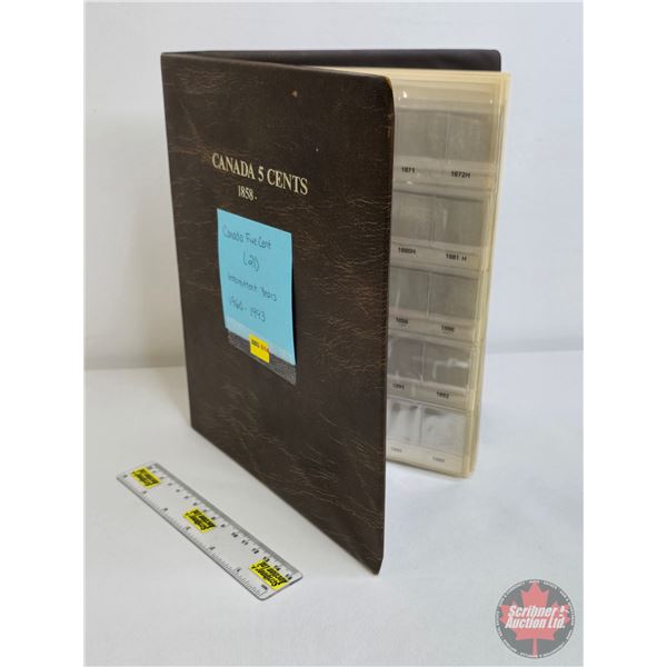 Canada Five Cent Collection in Collector Portfolio (21) : Intermittent Ranging from 1960 - 1993 (SEE