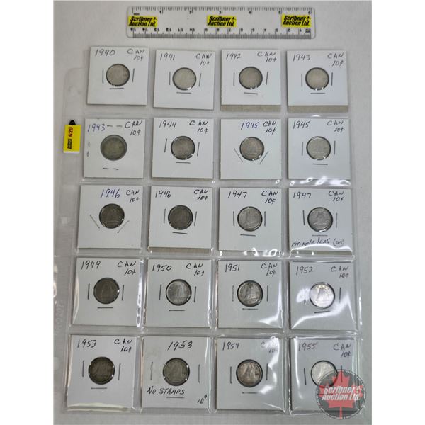Canada Ten Cent (20) : 1940; 1941; 1942; 1943; 1943; 1944; 1945; 1945; 1946; 1946; 1947; 1947ML; 194